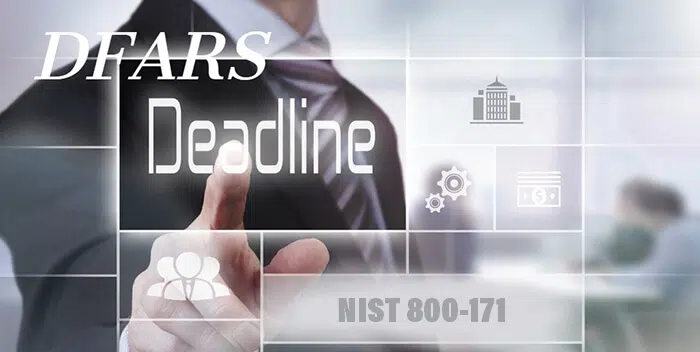 A header image for DFARS Deadline with a person touching a screen