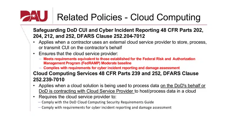 DAU Related Policies Cloud Computing