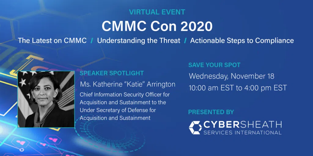 Information for CMMC Con 2020 showcasing a speaker