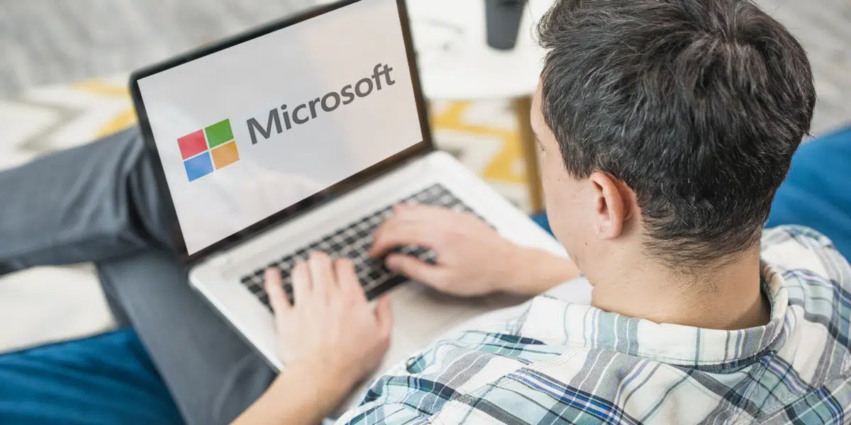 Microsoft logo on desktop