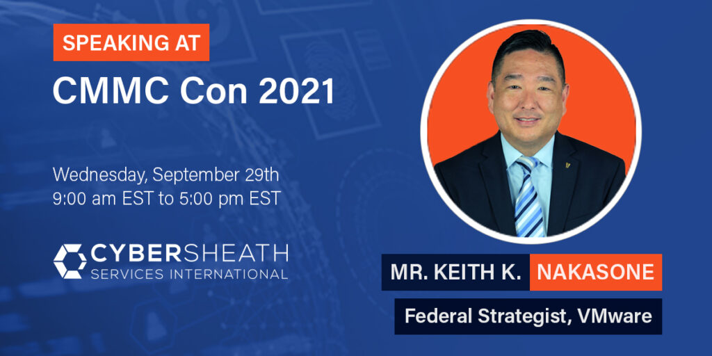 A speaker announcement for CMMC Con 2021