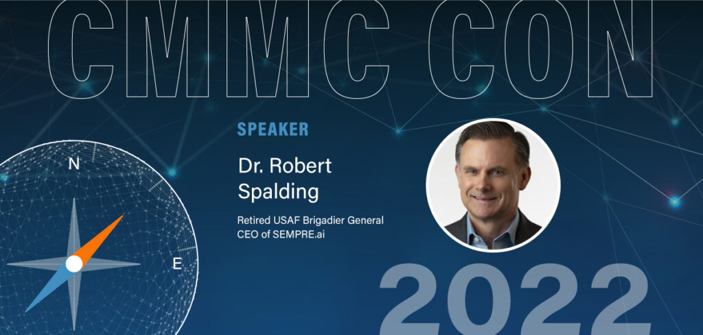 A header image for CMMC Con 2022 featuring a speaker