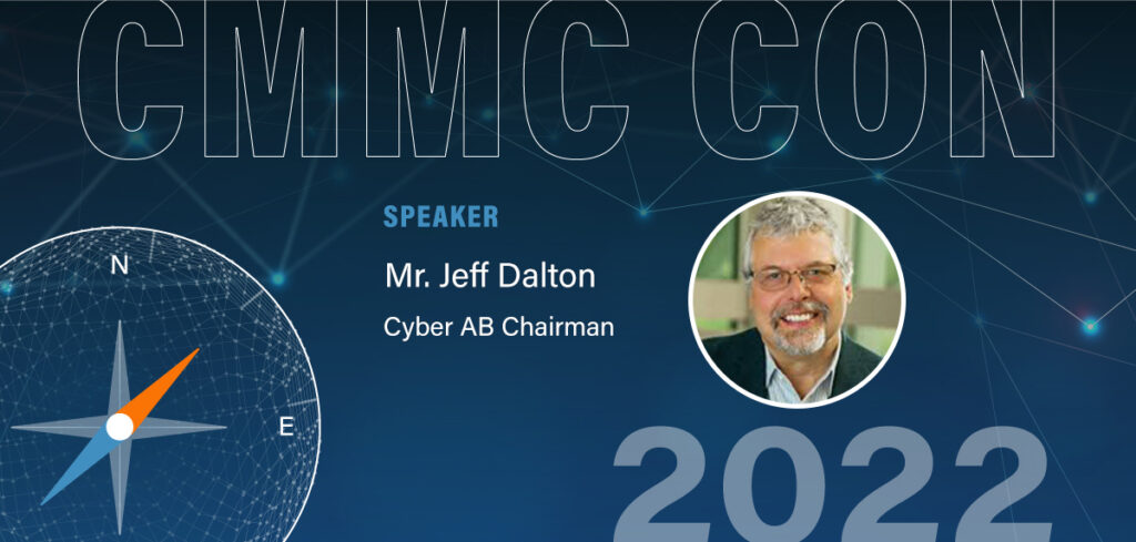 A header image for CMMC Con 2022 featuring a speaker
