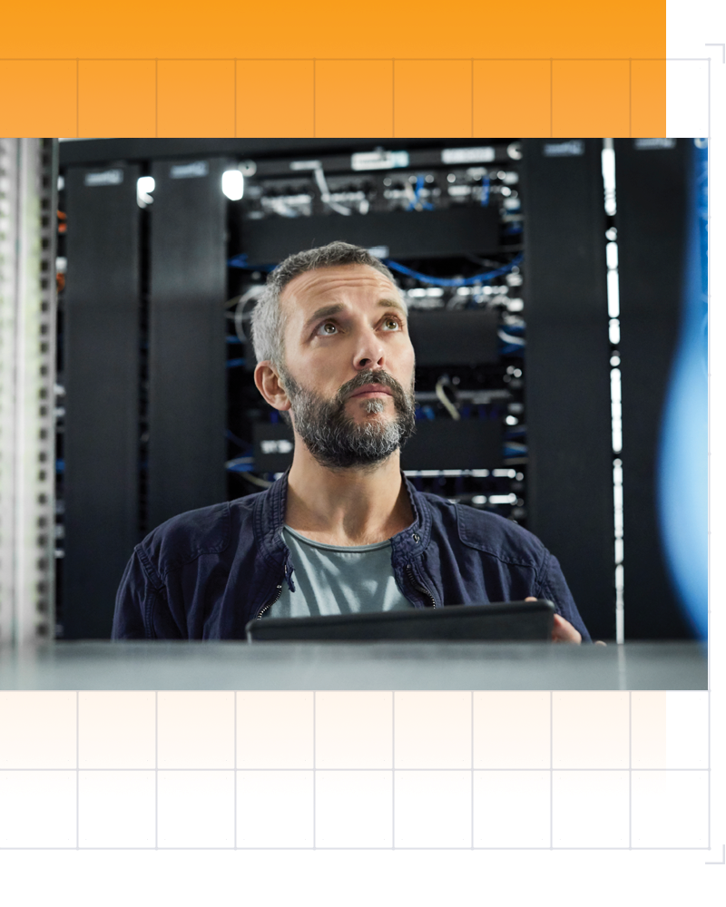 Man looking at server